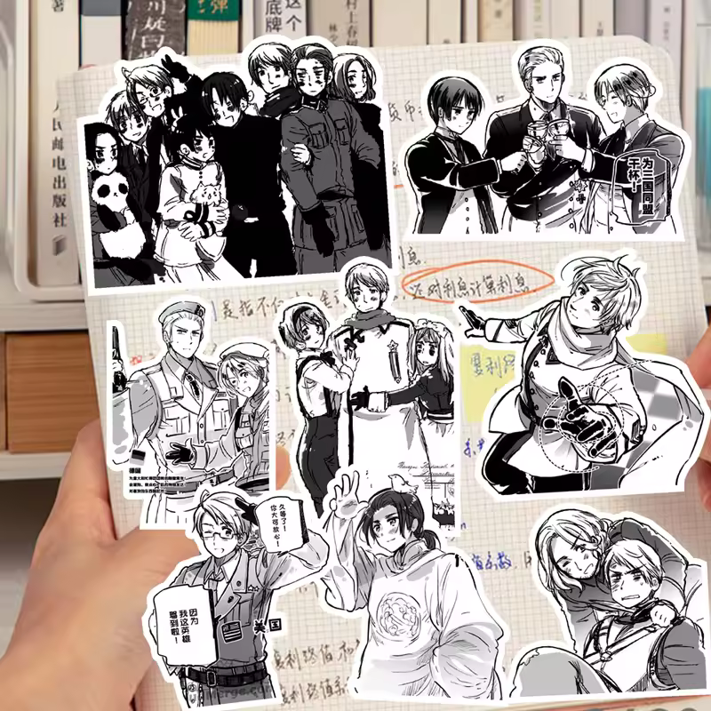 65Pcs Hetalia APH Anime Peripheral Stickers DIY Handbook Decoration Phone Case Cup Skateboard Waterproof Graffiti Stickers - Image 4