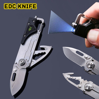 6050 Multifunctional Folding Knife Outdoor Camp Out LED Light EDC Wrench Window Breaker Screwdriver Stainless Steel Picnic Tools