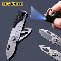 6050 Multifunctional Folding Knife Outdoor Camp Out LED Light EDC Wrench Window Breaker Screwdriver Stainless Steel Picnic Tools