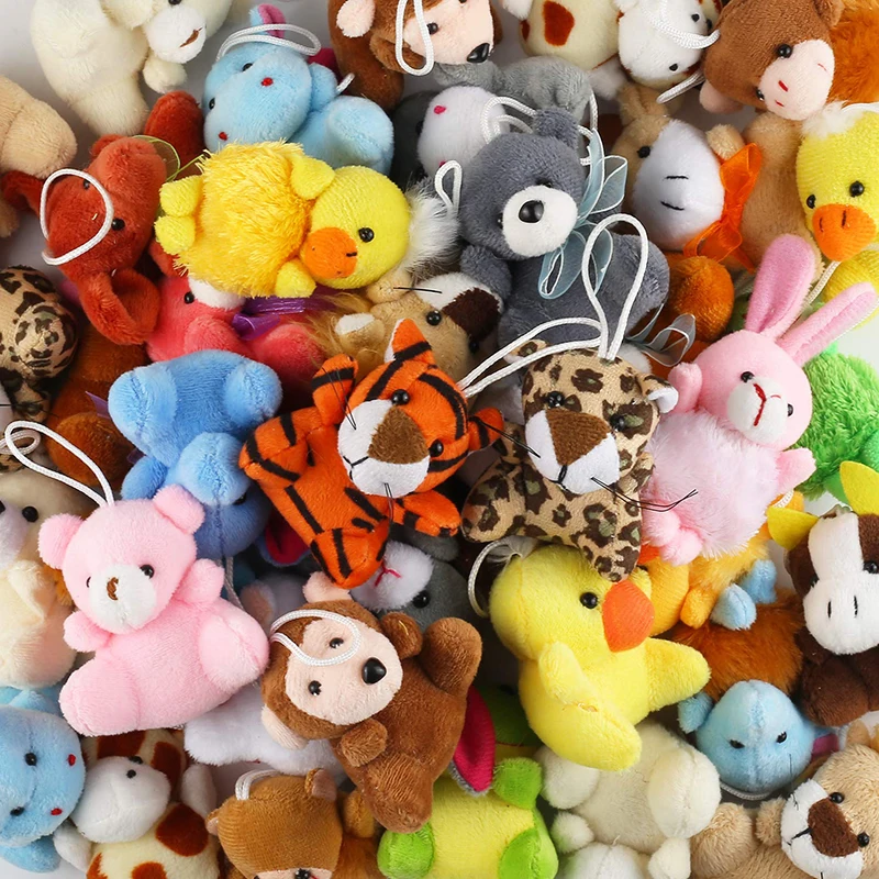 Llavero surtido de animales de peluche para niños, Mini juguete de animales de peluche, decoración para niños pequeños, premios de Carnaval a granel, paquete de 24