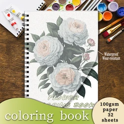 Coloring Book - 8.3 x 11.2 inches 32 pages of beautiful flower coloring book - ideal gift for family or friends