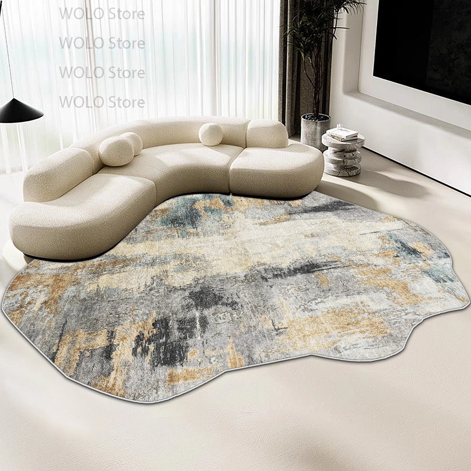 Modern Abstract Irregular Carpet for Living Room Decoration Home Machine Washable Fluffy Rugs Thickened Bedroom Soft Floor Mat