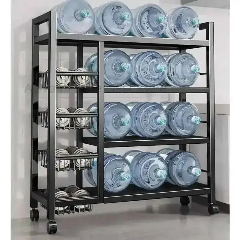 for Trolley Balcony Light Multi-layer European Luxury One-piece Trolley Cart with Wheels Metal Creative Hand Cart for Home
