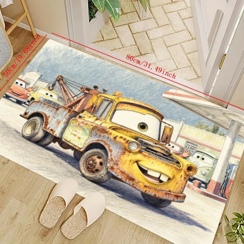

1PC Disney Pixar Cars Mater Tow Truck Floor Mat, 50x80cm (19.68x31.49in) Cartoon Character Anti-Slip Area Rug for Kids Bedroom D