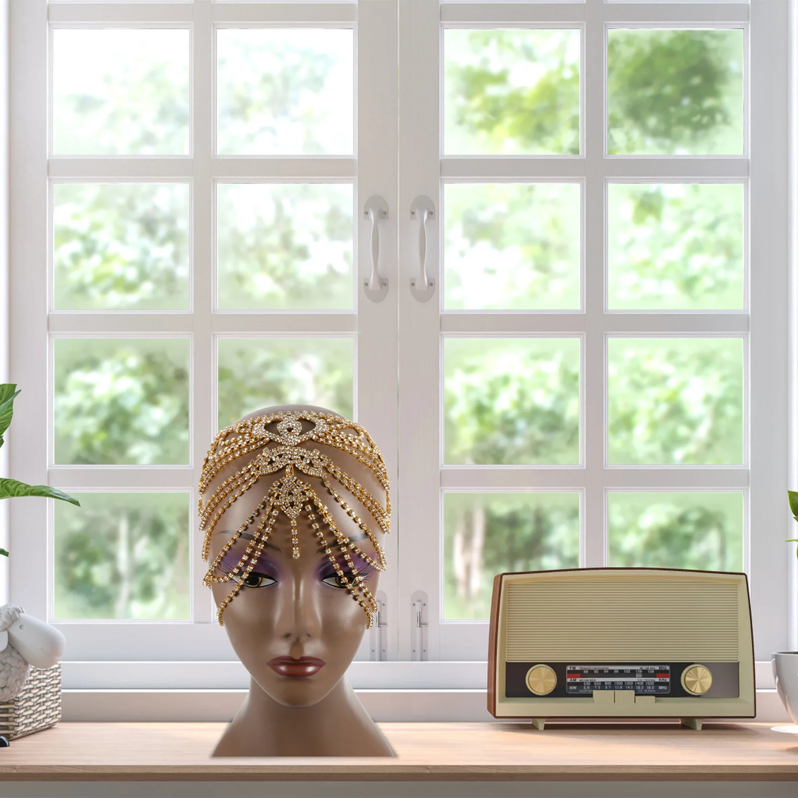 

1 Piece Rhinestone Forehead Chain Ethnic Style Multi-Layer Hair Chain for Women Elegant Headwear Wedding Birthday Valentine's