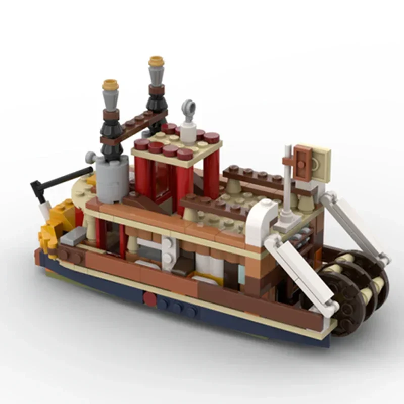 Moc อาคารอิฐทหารเรือ Forest Steamboat เทคโนโลยี Modular Blocks ของขวัญของเล่นเด็ก DIY ชุดประกอบ