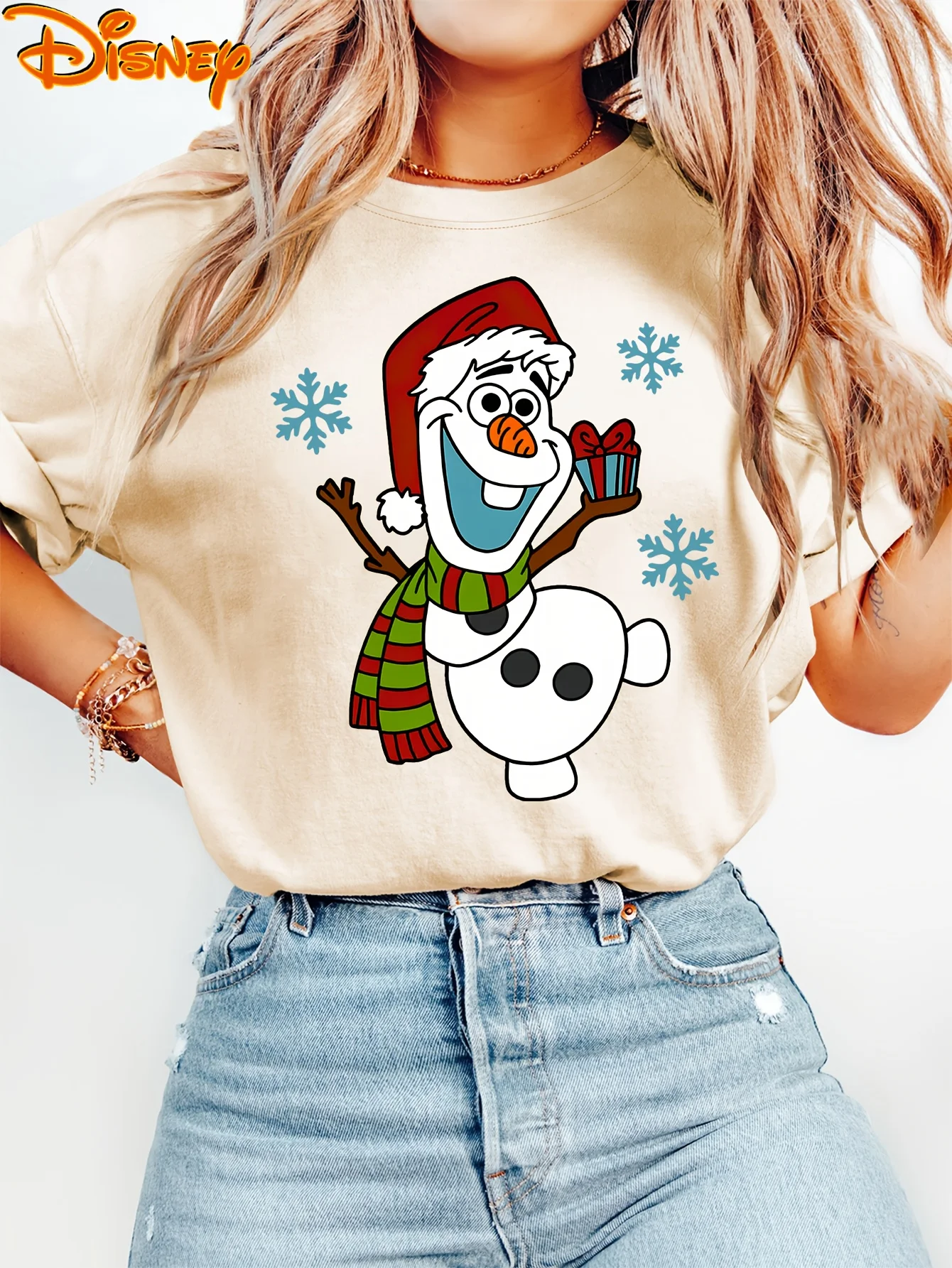 

Disney Frozen Olaf ‌ Кристофф ‌ Рождественская футболка, винтажные женские и мужские хлопковые футболки с круглым вырезом, повседневные модные топы большого размера с короткими рукавами