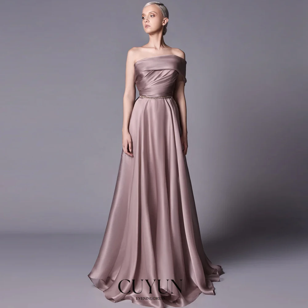 

CUYUN вечерние платья на одно плечо, шелковые женские вечерние платья из органзы, индивидуальное трапециевидное платье для торжественных случаев, платья для выпускного вечера