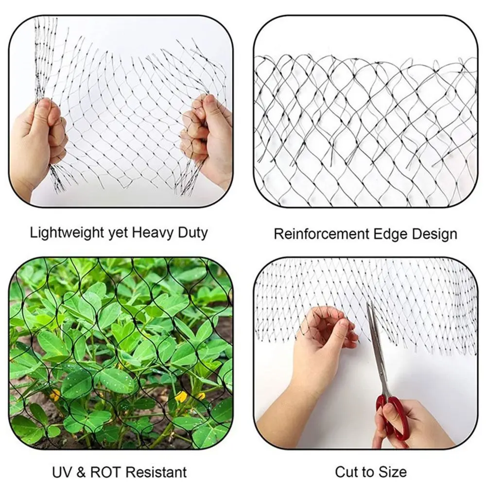 Heavy Duty Bird Netting Multi Purpose Anti Bird Braided Cord Netting Reusable Durable Bird Protection Mesh Chicken Coop