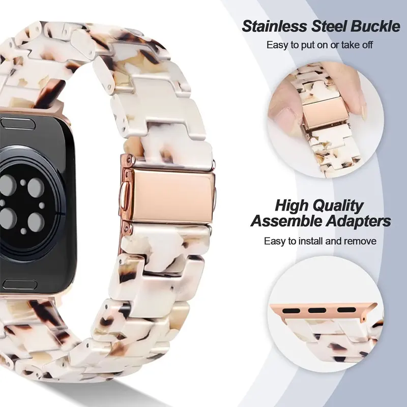 Gravata morrer pulseira de resina para apple watch 10 46mm ultra 49mm 44/45mm pulseira fivela de metal para iwatch 10 9 8 38/40/41mm