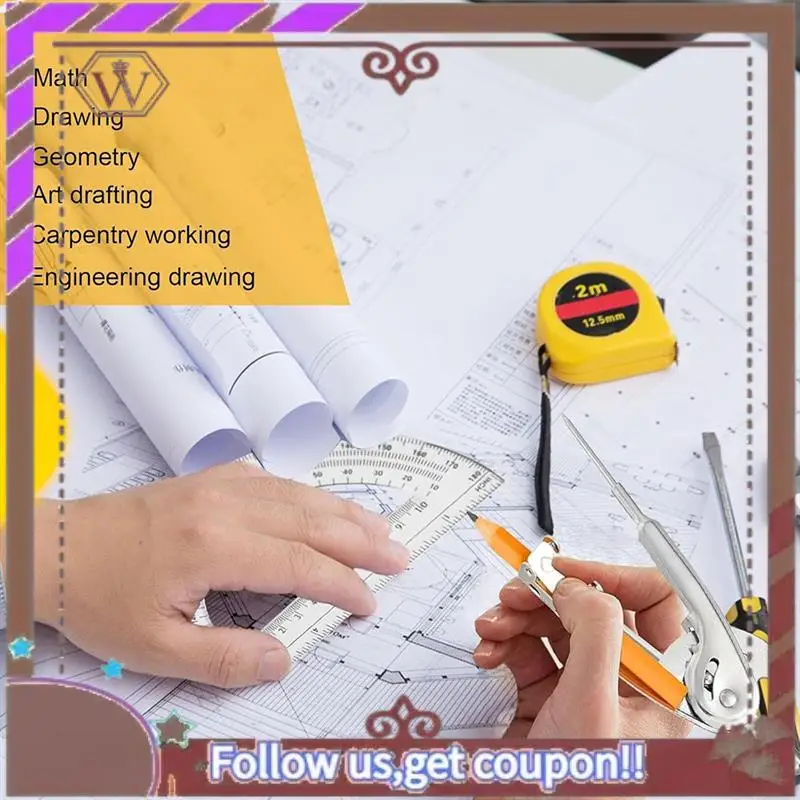 ABBG-20 مجموعات منقلة وبوصلة للطلاب - مجموعة الرياضيات الهندسية للطلاب - مع بوصلة قلم رصاص، منقلة الرياضيات 180 درجة