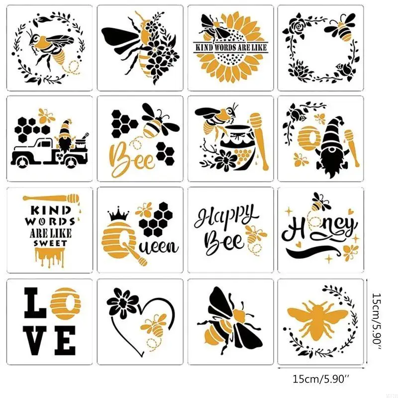 M5TB 24PCS FLOWER DRAWINE TELLATES GRAGE RESIBER DIY Graffiti Stencils 6''x 6