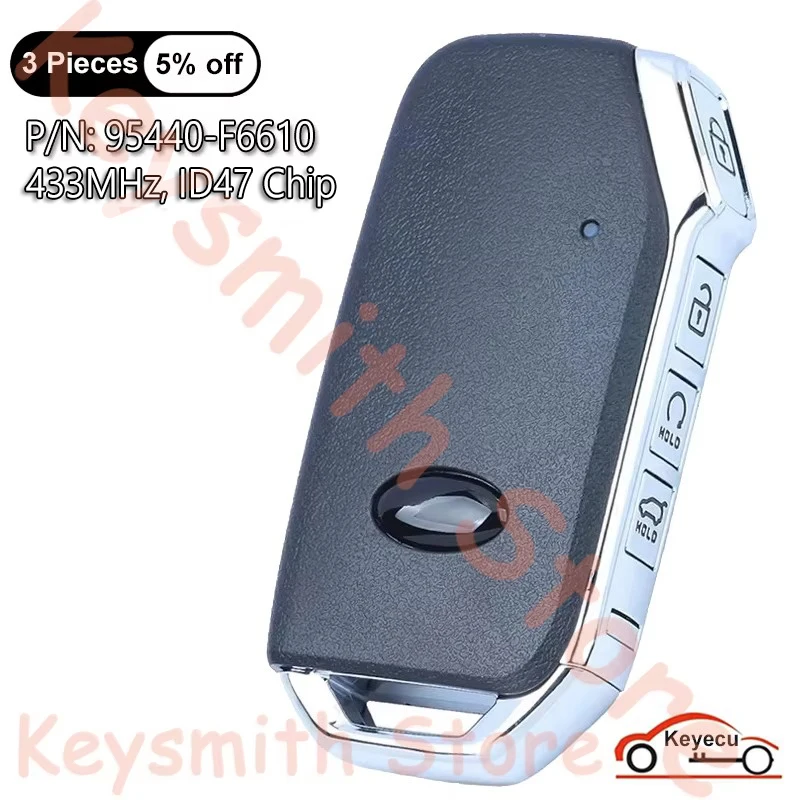 KEYECU 4 Buttons 433MHz ID47 Chip for Kia Cadenza 2020 2021 2022 Auto Smart Remote Control Key Replacement Fob P/N: 95440-F6610