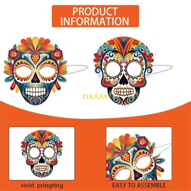 DXAA Mexicans Costume Masks Scary Day of the Dead Skull Kids Cosplays Masquerade Prop