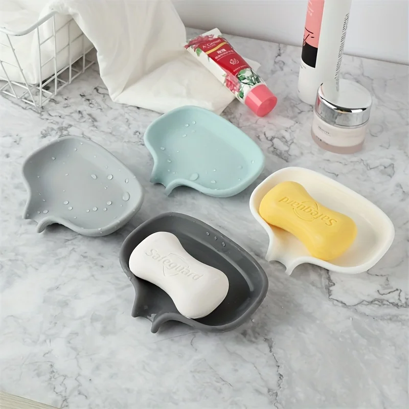 1pcs Silicone soap box soap holder, shower, bathroom, kitchen, bathtub self draining soap tray, bathroom accessories