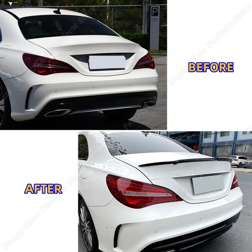 For Mercedes Benz CLA C117 Car Rear Roof Spoiler Wings Rear Trunk Glossy Body Kit Splitter CLA180/200/250 AMG CLA35 2013-2018