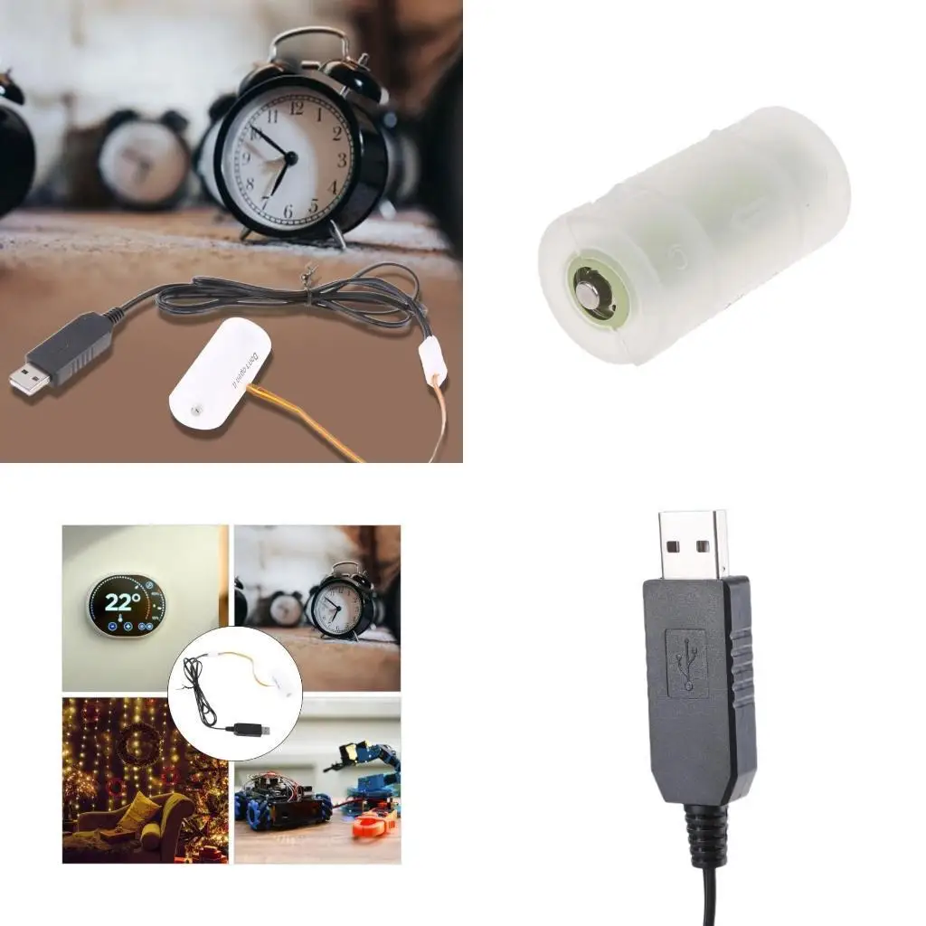 652F USB to 6V LR14 C Battery Alternative USB to 4x1.5V LR14 C Battery Eliminators with Thin Wire Easy Installation