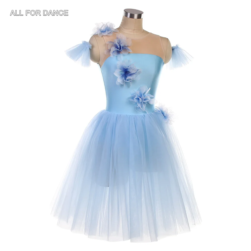 26057 Sky Blue Spandex Bodice with Layers Soft Tulle Tutu Skirt Adult Girls Romantic Ballet Costumes Stage Performance Dancewear