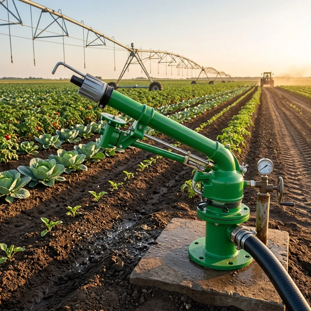 360° Adjustable Metal Rocker Sprinkler Turbine Spray Gun 40-100M Range DN40 DN50 for Farmland Irrigation Agriculture Watering