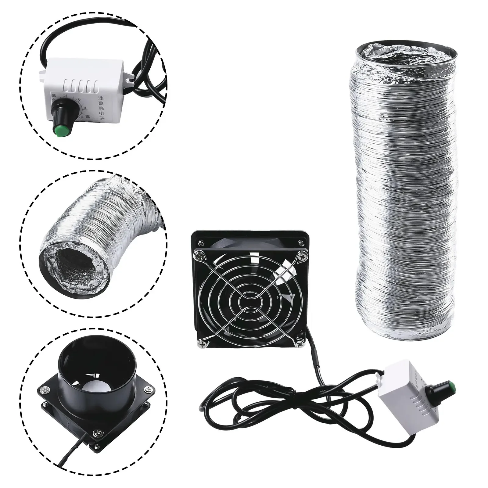Installationsfreier, einfacher, kleiner USB-Abzugshauben-Küchenlüfter, Haushaltslüfter mit einstellbarer Geschwindigkeit und Abluftkanal – Detail 2