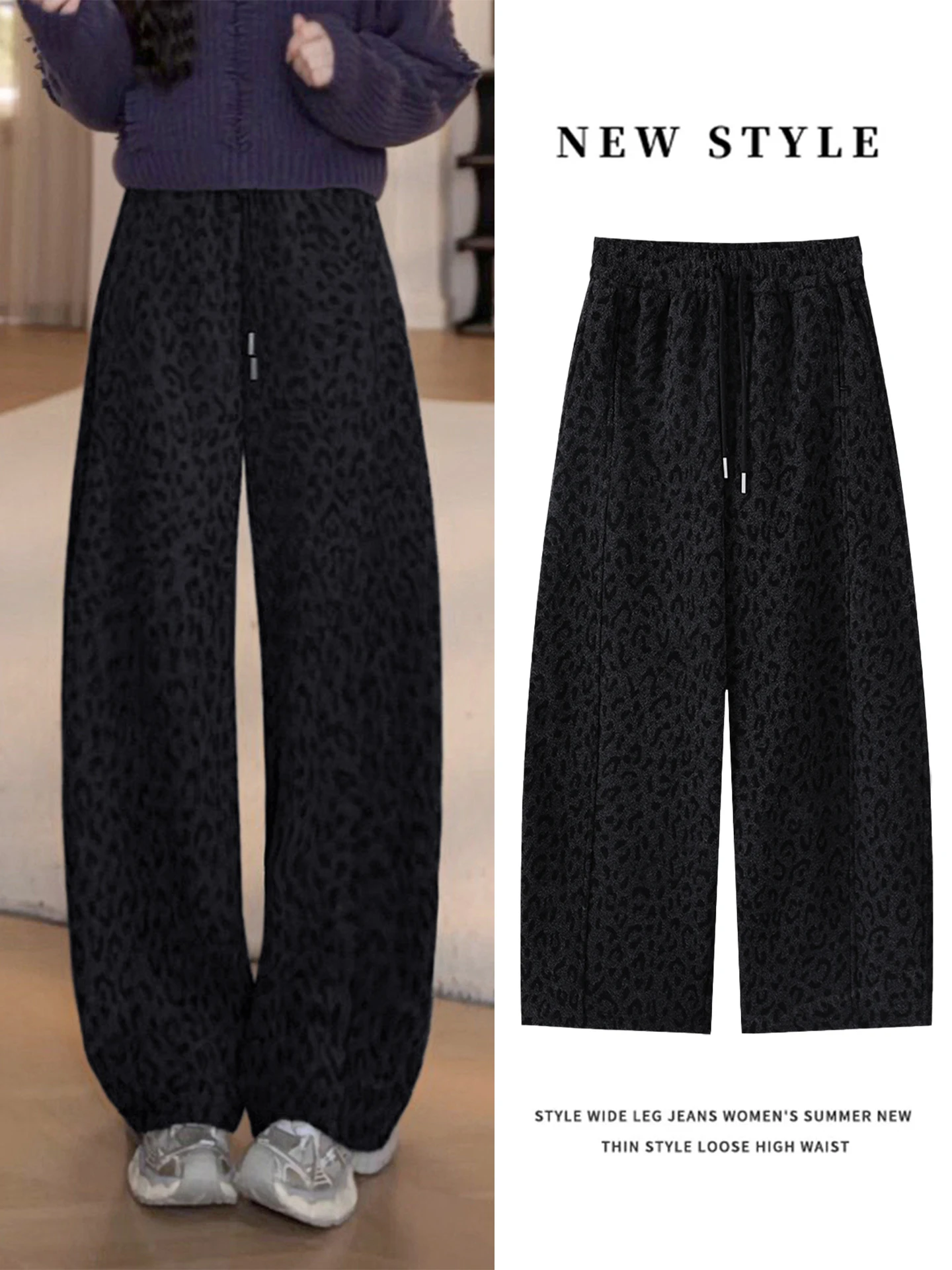 

High Waist Fleece Lined Wide Leg Banana Pants Women's Autumn Winter Casual Loose Drapey Woolen Trousers with Pocket Belt Loop