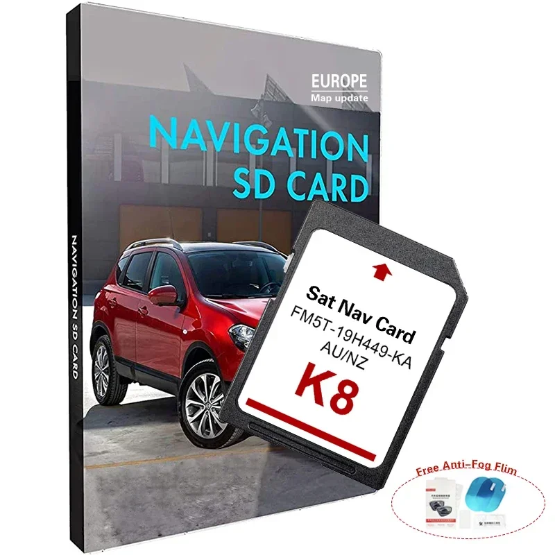 2022 AU NZ Maps for Ford Ranger Everest Focus Vehicle Sat Nav Navigation SD Card 8GB FM5T-19H449-KA GPS with Anti Fog Sticker