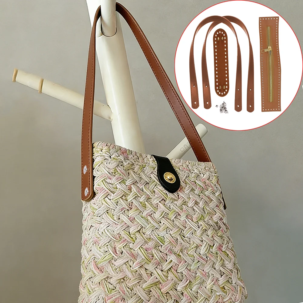 45 cm Taschenriemen + Schnalle + 18 cm Taschenboden + 27 cm Reißverschluss, gestrickter Taschenbodenriemen, Zubehör, handgefertigter gewebter Taschenriemen, Zubehör für die Herstellung von Handtaschen