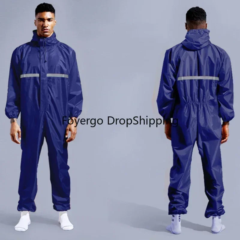 

Conjoined Raincoat Coverall Hat Oil-Resistant Safety Biker Rain Cover Men's Raincoat Clothes Waterproof Raincoat Fashion Suit
