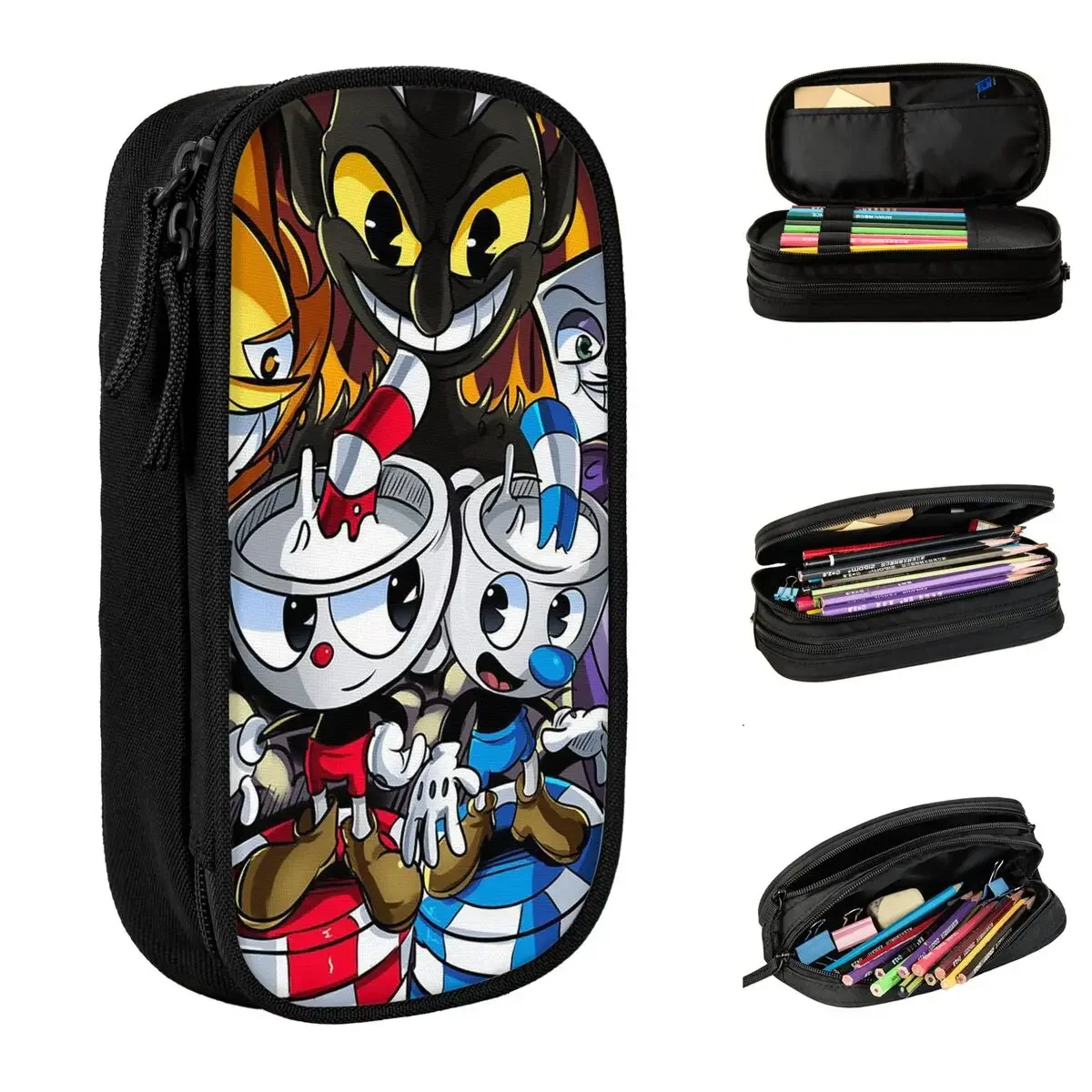 The Cuphead Devil Pencil Case Lovely Anime Game Pen Box Bags Girls Boys Large Storage Students School Gifts Pencilcases