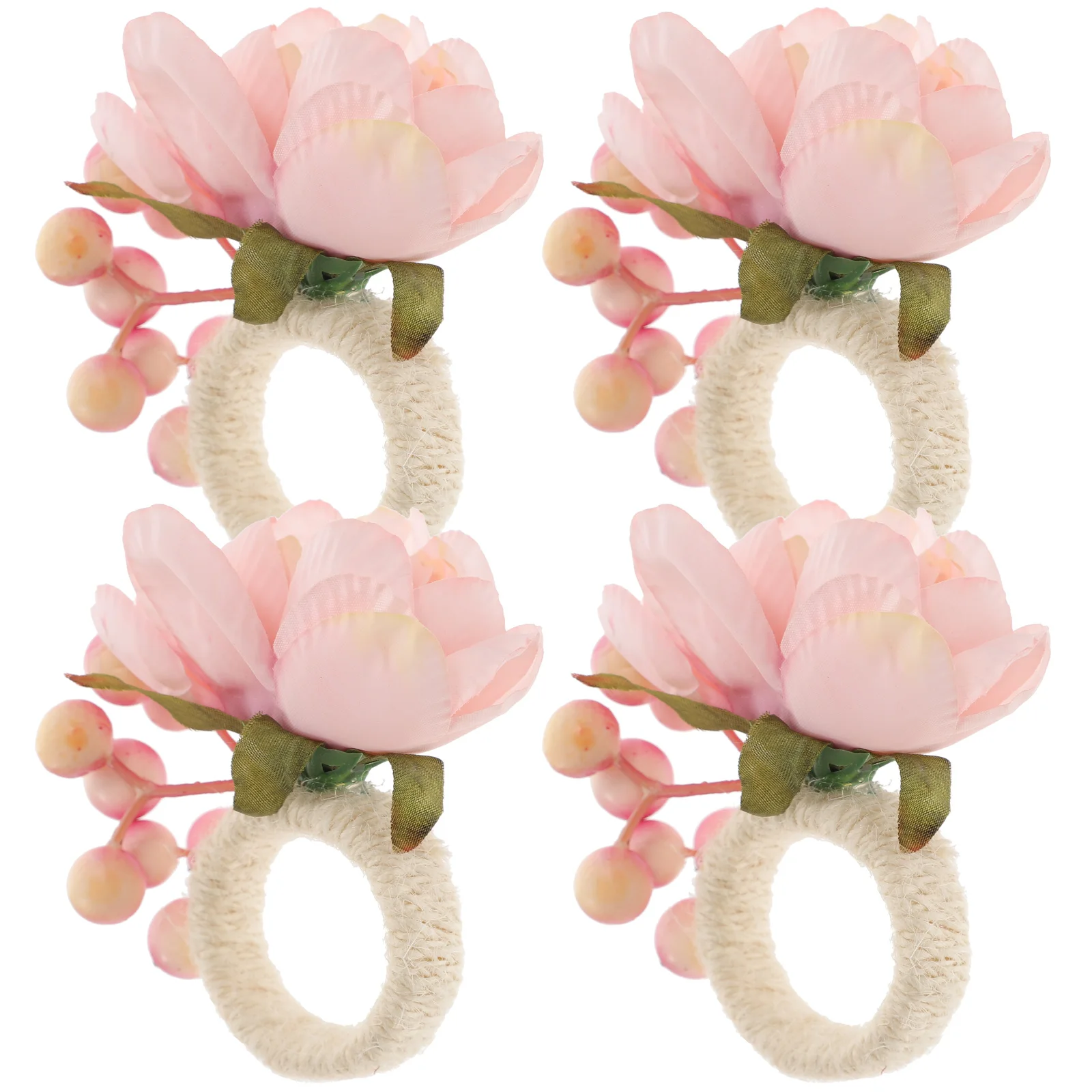 

4 Pcs Napkin Ring Elegant Rings Serviette Artificial Flower Buckle Buckles Napkins Floral Clasp