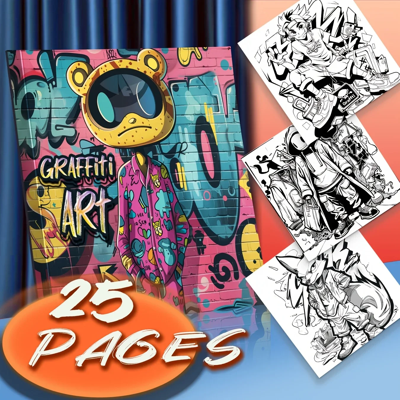 1pc Deluxe Edition Graffiti Bear Coloring Book, Perfect for Relaxation & Mindfulness Emotion Release