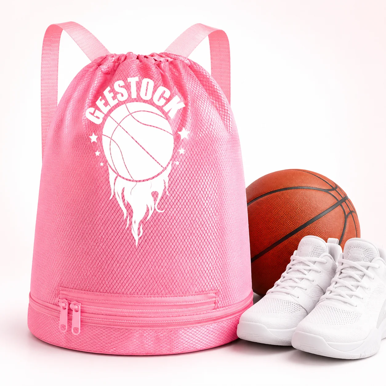 Outdoor Sport Gym Drawstring Bag Thick Rope Basketball Soccer Large Capacity Nylon Waterproof Zipper Backpack Fitness Men Pocket