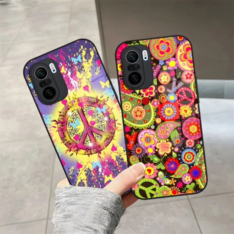 Hippie Psychedelic Art Peace Phone Case Tempered Glass For Xiaomi Redmi Note 13 10 11i 11 9 8 11S T Poco M4 F3 X3 Pro Cover