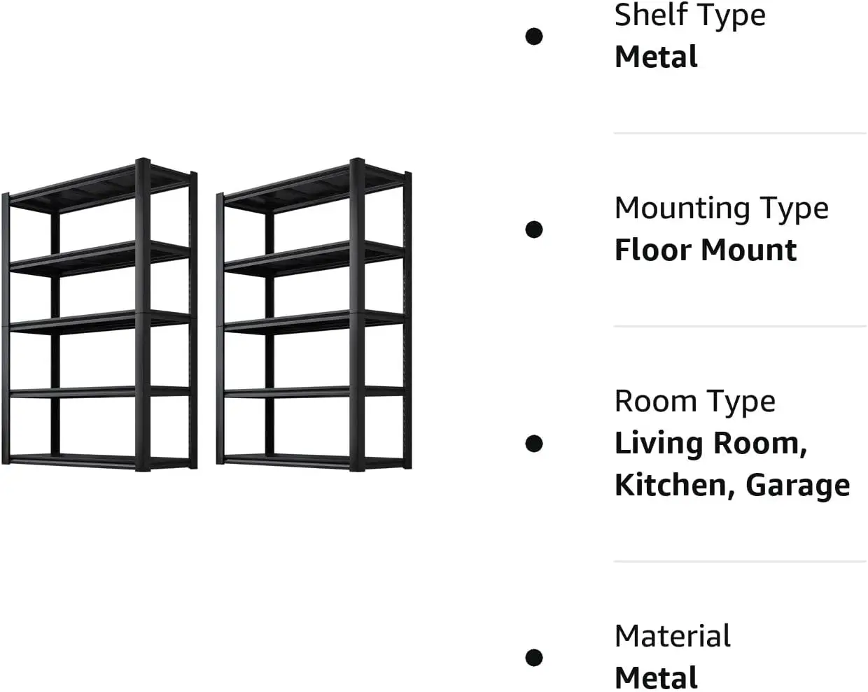 Garage Shelving Heavy Duty Garage Storage Shelves, Extra Large Adjustable Storage Rack with 5-Tier Metal Shelving unit