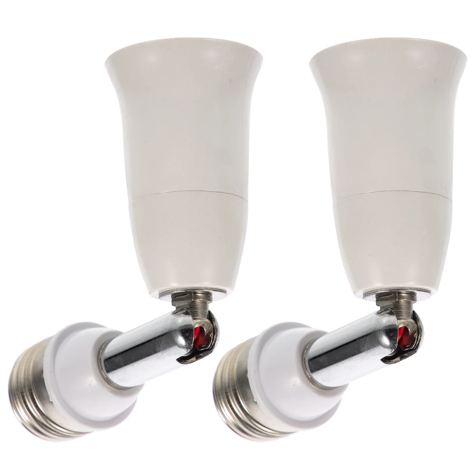 2 Pcs Extended Bend Socket Light Extension Bulb Extender Outdoor Lamp Holder Abs Metal Base Adapter