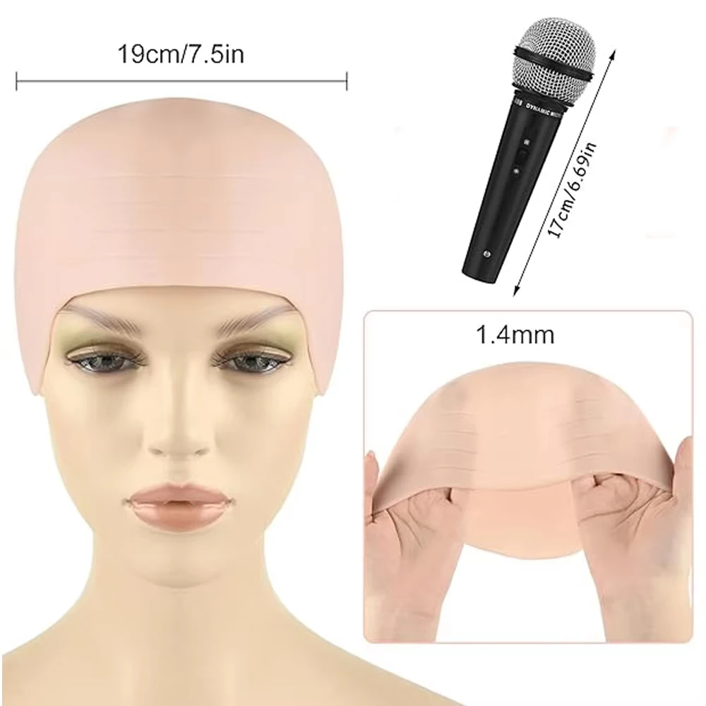 Halloween Speaker Bald Caps Include Brown Bald Cap Extended Microphone Mustache for Men Women Adults