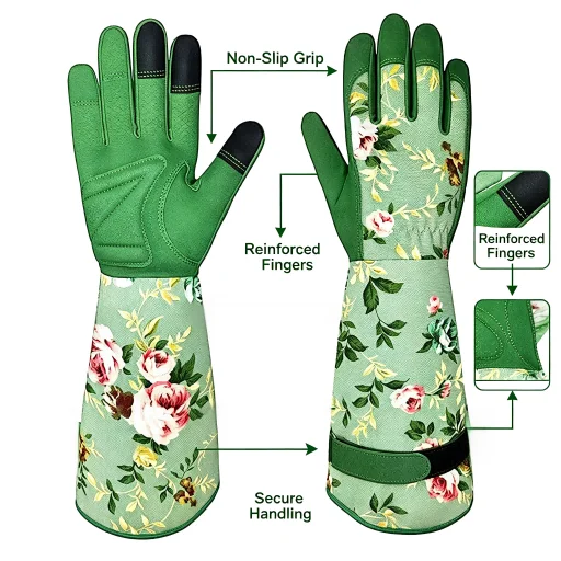 1 Pair Gardening Gloves For Women Breathable Thorn-Proof Rose-Pruning Gloves For Yard Garden Outdoor Indoor Protective Work