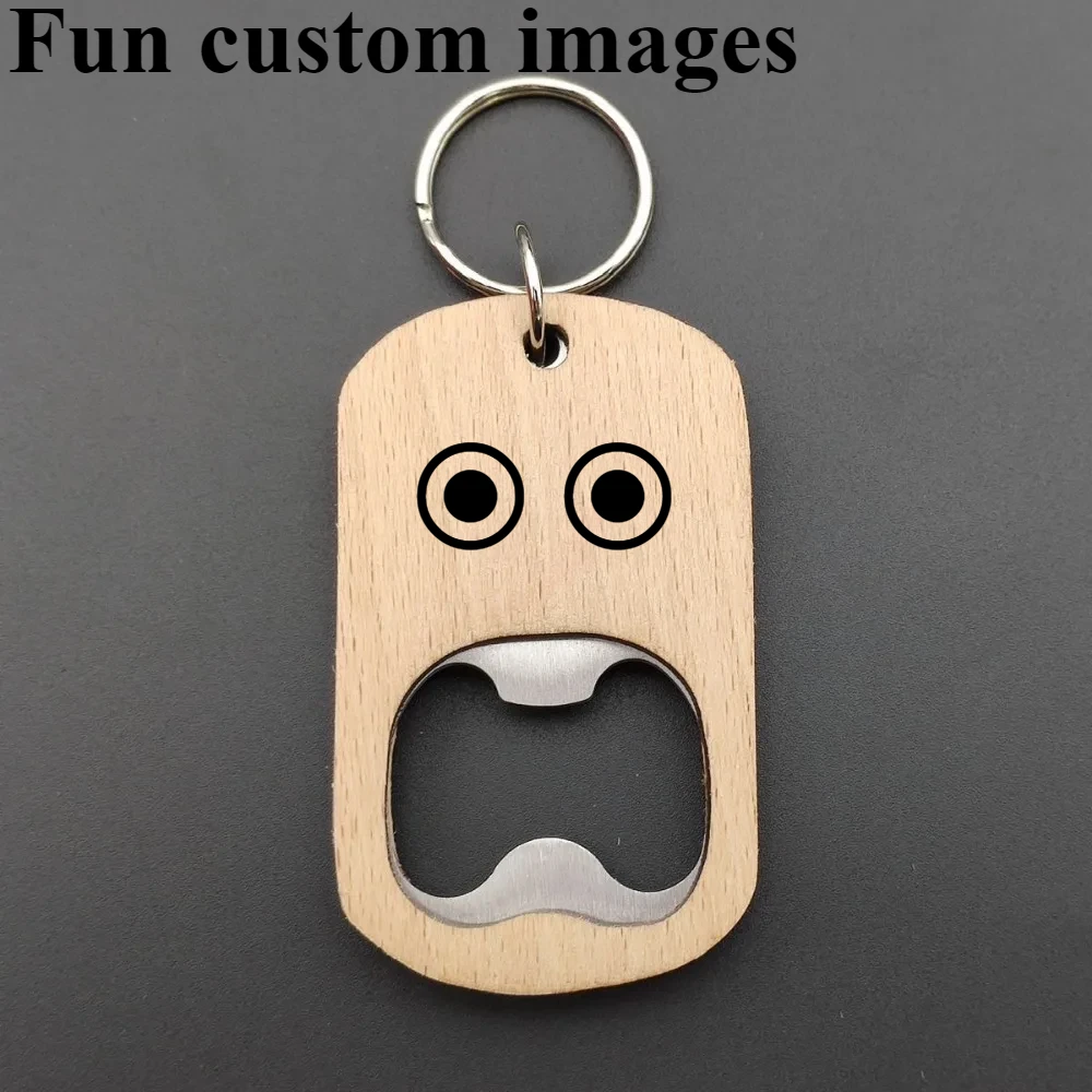 

Customized Beer Bottle Opener Wooden Metal Key Chain Multi Functional Portable Keychain Automotive Moto Key Ring Gift