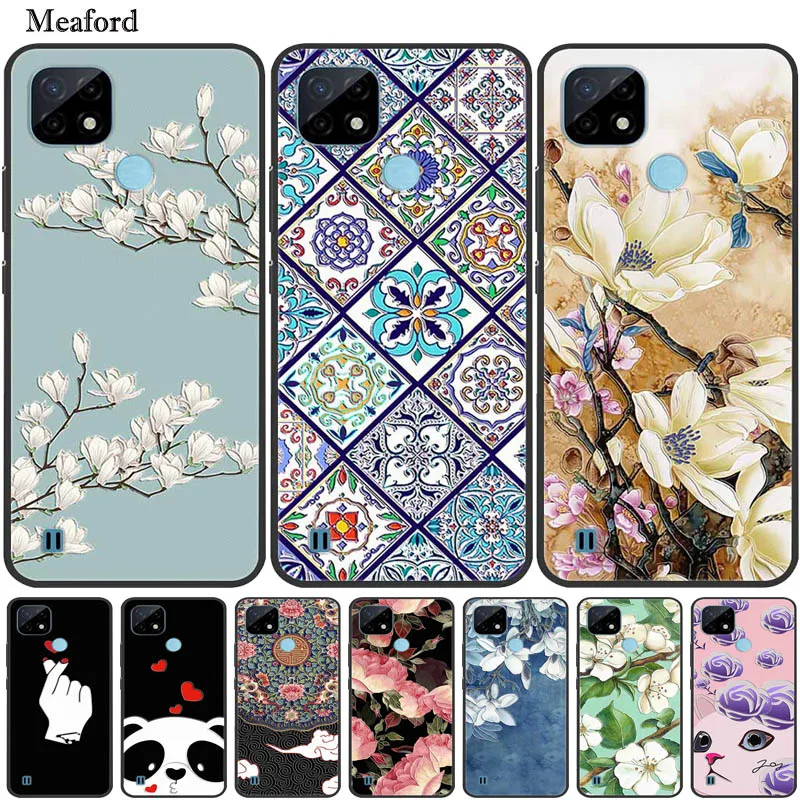 For Realme C21Y Case 3D Flower Emboss Soft Silicone Phone Case For OPPO Realme C21Y RMX3261 Capa TPU Funda Realmi C21 Y Coque