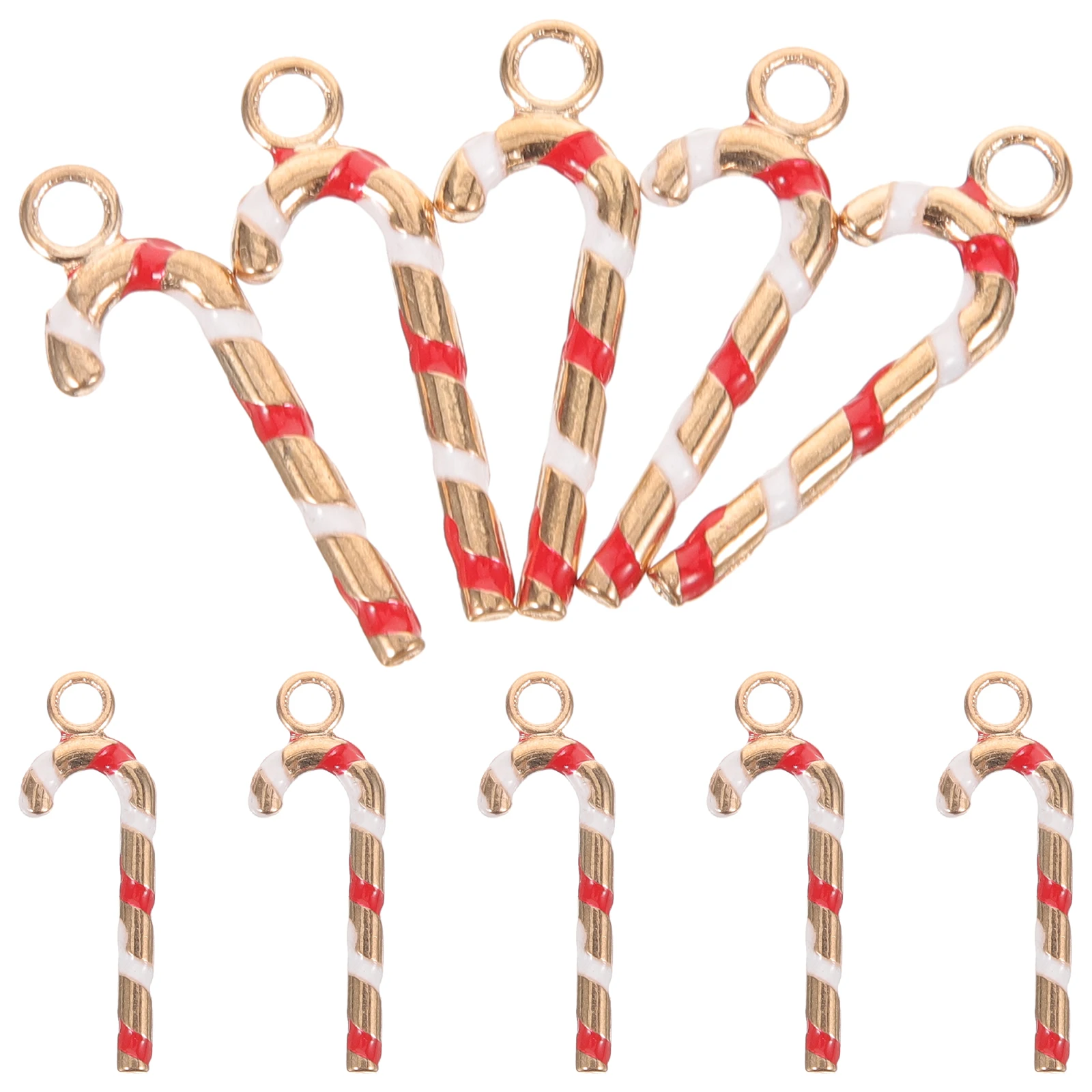 

10 Pcs Christmas Crutch Pendant Charms for Jewelry Making Necklace Mini Alloy DIY Bracelet Accessory Small Bracelets