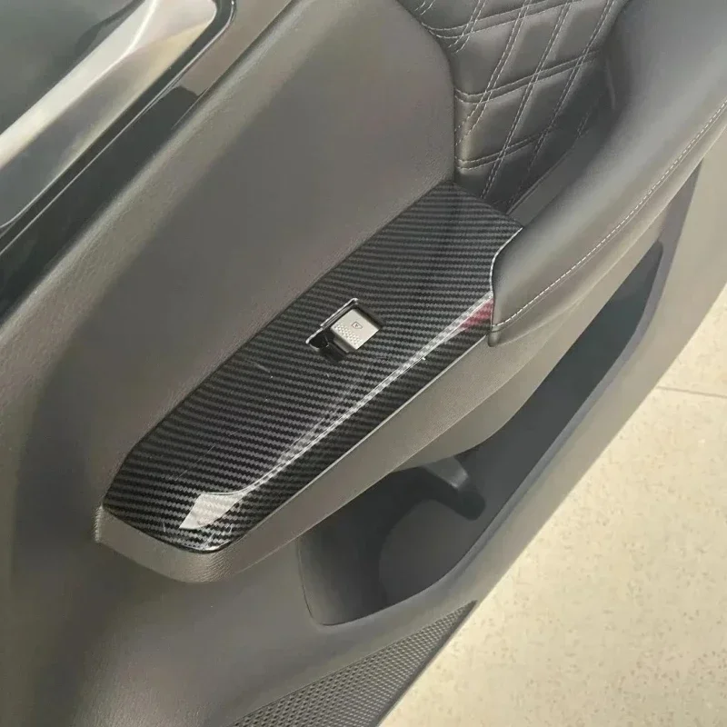 3d Carbon Fiber Auto Part For Mitsubishi Outlander 2022 2023 2024 Inner Door Armrest Window Lift Switch Button Panel Cover Frame