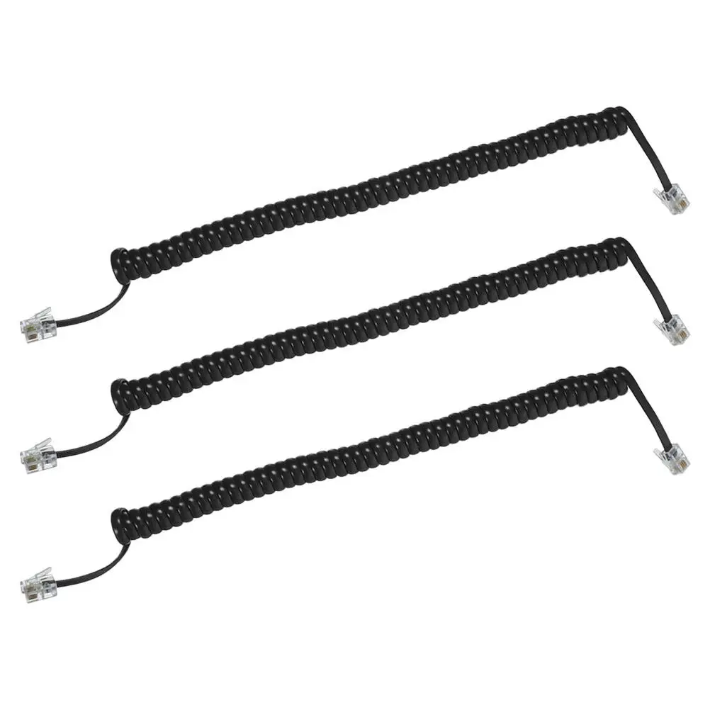 3Pcs Telephone Cord Coiled Phone Cable for Landline Devices Lightweight Adjustable Length Noise-Free Reliable