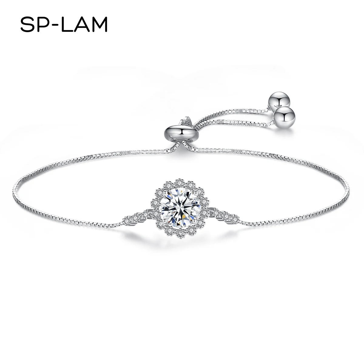 

Moissanite Chain Bracelet 925 Sterling Silver Luxury Summer Flower 1Ct Accessories Woman Bride Jewelry For Wedding Pulseira