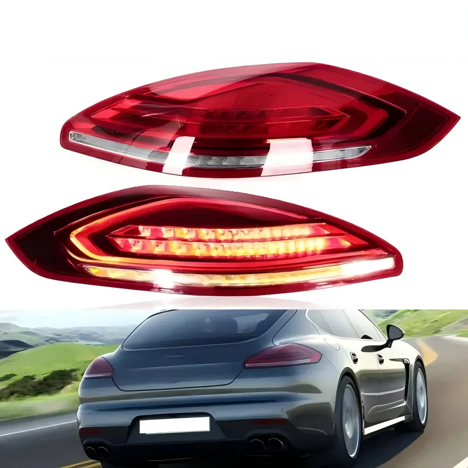 

Комплект задних фонарей с красными светодиодами для Porsche Panamera 970.2 2014-2016, левая и правая стороны, с лампами.