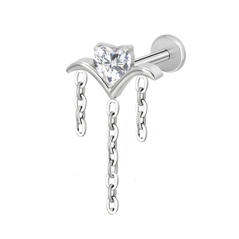 Titanium Ear Studs Earrings with CZ Paved Top
