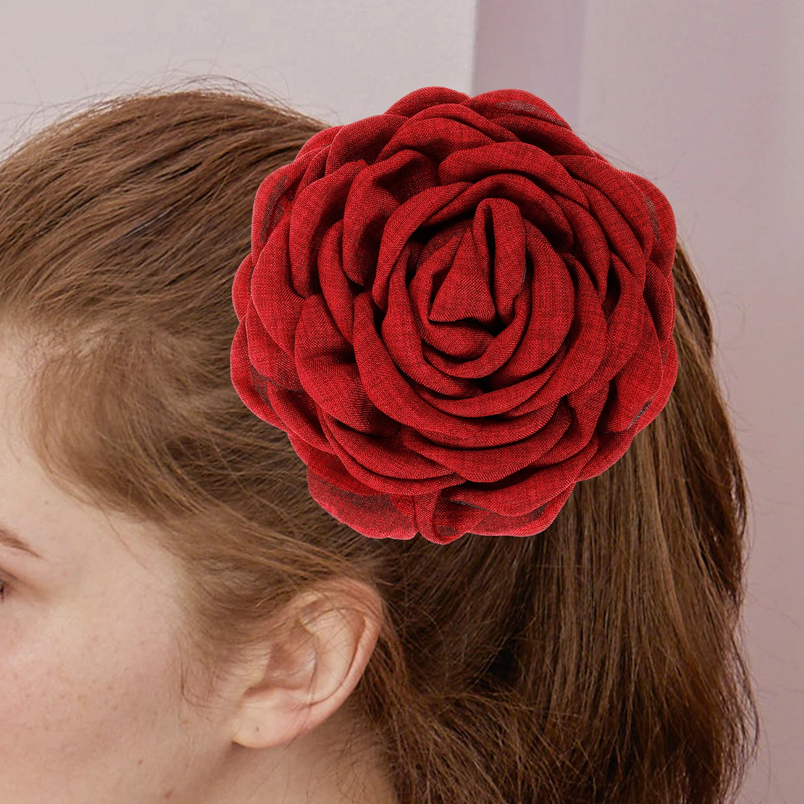 

Elegant 12Cm Rose Flower Hairpin Cute Handmade Floral Clip For Everyday Wear And Special Occasions