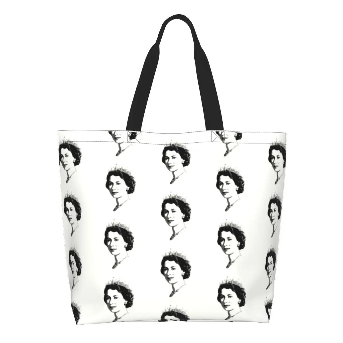 Koningin Elizabeth Ii Verenigd Koninkrijk Boodschappentas Boodschappentas Britse Royalty Canvas Shopper Schoudertas Grote Capaciteit Handtassen