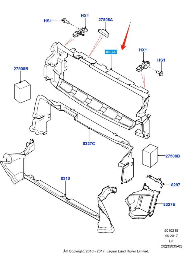 LR048041 LR027022 Upper Air Deflector for Land Rover Range Rover Evoque L538 2012-2018