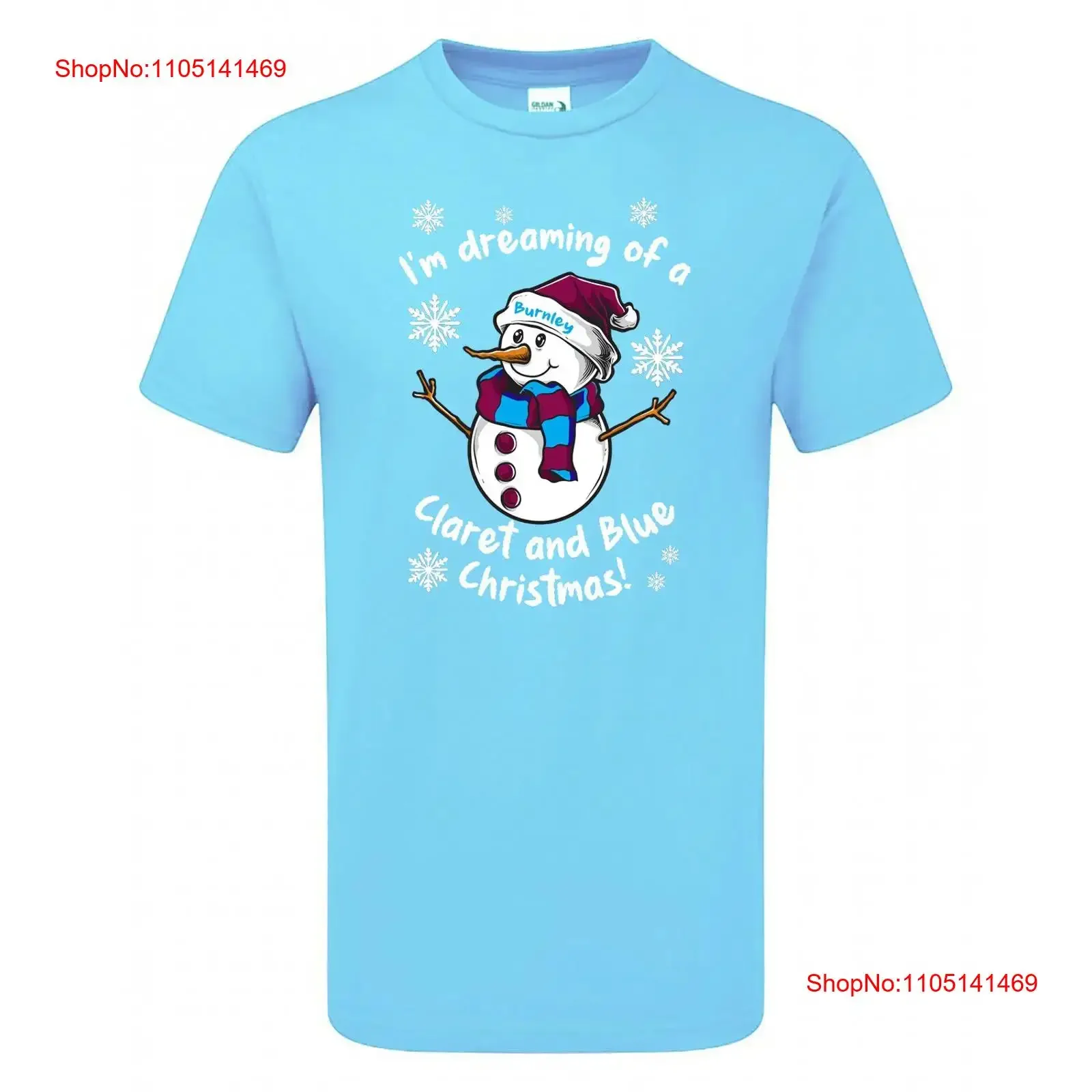 Burnley Claret Blue Christmas T Shirt Fanmade Merchandise vintage Washed Unisex Stretched Breathable Versatile homme Casual