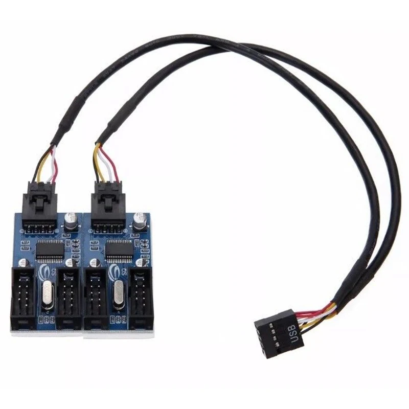 A08E-Motherboard Usb 9Pin Header 1 To 4 Splitter Port Multiplier 30Cm Extension Cable